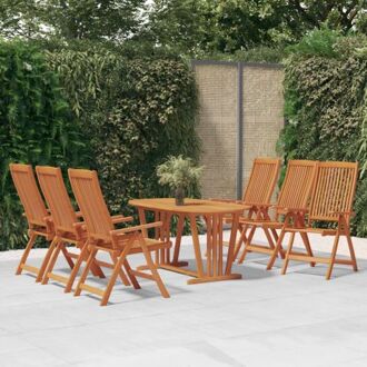 vidaXL Houten Tuinset - Eucalyptushout - 160 x 85 x 75 cm - Verstelbare stoelen - Inklapbaar Bruin