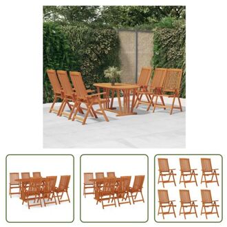 vidaXL Houten Tuinset - Eucalyptushout - 160 x 85 x 75 cm - Verstelbare stoelen - Inklapbaar Bruin