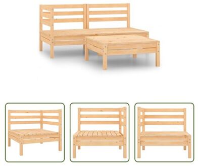 vidaXL Houten Tuinset - Grenenhout - Hoekbank - Middenbank - Tafel - 63.5 x 63.5 x 62.5 cm - Rustieke Bruin