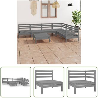 vidaXL Houten Tuinset - Grijs - 63.5 x 63.5 x 62.5 cm (L x B x H) - Modulair Ontwerp