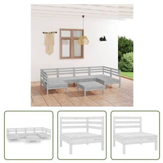 vidaXL Houten Tuinset - Lounge - Wit - Massief Grenenhout - 63.5 x 63.5 x 62.5 cm - 2 x Hoekbank 4 x