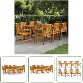 vidaXL Houten Tuinset - Massief Acaciahout - Tafel 200x100x74cm - Stoelen 61x57x92cm - Weerbestendig Bruin