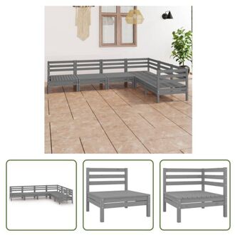 vidaXL Houten Tuinset - Palletdesign - Geïmpregneerd Grenenhout - Grijs - 63.5 x 63.5 x 62.5 cm