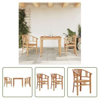 vidaXL Houten tuinset - Tafel 85 x 85 x 75 cm (L x B x H) - Stoelen 61 x 58 x 88 cm (B x D x H) - Comfortabel Bruin