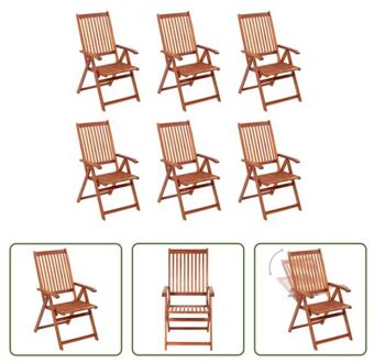 vidaXL Houten Tuinstoel - Set van 6 - Massief Acaciahout - Verstelbaar - Inklapbaar - 57x69x111 cm Bruin