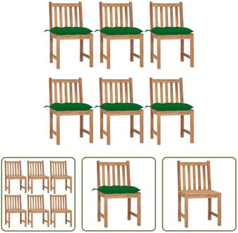 vidaXL Houten Tuinstoelenset - Teakhout - 50 x 53 x 90 cm - Groen kussen