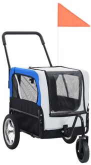 vidaXL Huisdieren fietskar 2-in-1 aanhanger & loopwagen grijs en blauw