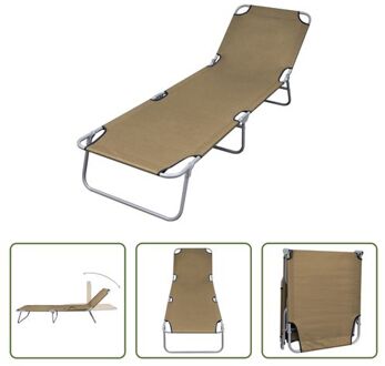 vidaXL Inklapbaar Ligbed - Campingbed - 189x58x27cm - Taupe