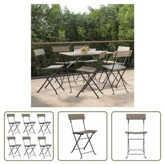 vidaXL Inklapbare Bistrostoel - Grijs - 40 x 45 x 79 cm - PE-rattan en gepoedercoat staal