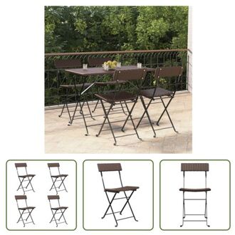 vidaXL Inklapbare bistrostoelen - Tuin en terras - 160 x 80 x 92 cm - PE-rattan Bruin