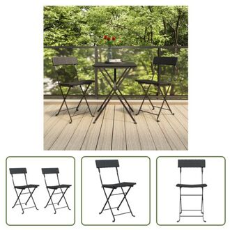 vidaXL Inklapbare Bistrostoelen - Zwart - 40x45x79 cm - PE-rattan - Staal