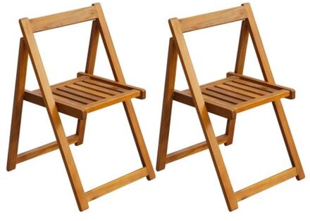 vidaXL Inklapbare Buitenstoelen - Set van 2 - Acaciahout - Natuurlijke Olieafwerking - 47x50x75 cm Bruin
