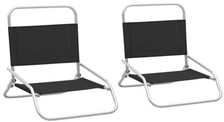 vidaXL Inklapbare Strandstoelenset - Zwart - 51 x 61 x 58 cm - Sterk stalen frame