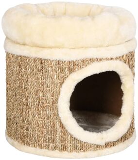 vidaXL Kattenhuis met luxe kussen 33 cm zeegras Beige