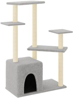 vidaXL Kattenmeubel met sisal krabpalen 107,5 cm lichtgrijs Multikleur