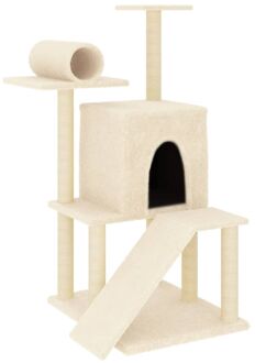 vidaXL Kattenmeubel met sisal krabpalen 110,5 cm crèmekleurig