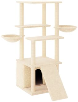 vidaXL Kattenmeubel met sisal krabpalen 133 cm crèmekleurig