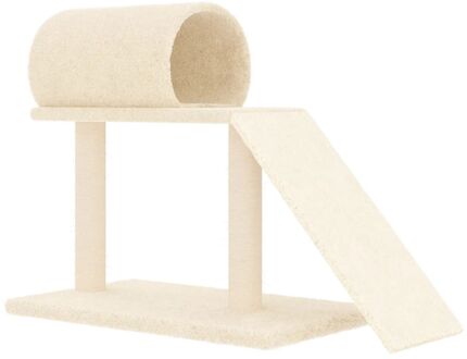 vidaXL Kattenmeubel met tunnel en ladder 55,5 cm crèmekleurig