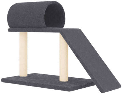 vidaXL Kattenmeubel met tunnel en ladder 55,5 cm donkergrijs Multikleur