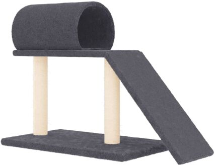 vidaXL Kattenmeubel met tunnel en ladder 55,5 cm donkergrijs Multikleur