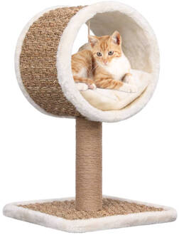 vidaXL Kattenmeubel met tunnel en speeltje 56 cm zeegras Beige