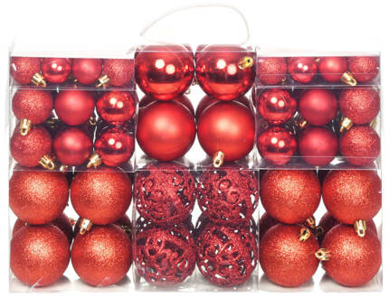 vidaXL Kerstballenset 6 cm rood 100-delig