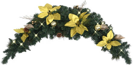 vidaXL Kerstboog met LED-lampjes 90 cm PVC groen