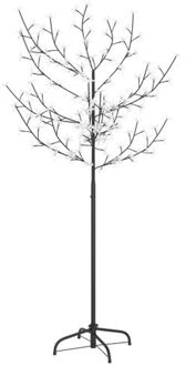 vidaXL Kerstboom 120 LED's koud wit licht kersenbloesem 150 cm Zwart