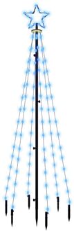 vidaXL Kerstboom met grondpin 108 LED's blauw 180 cm