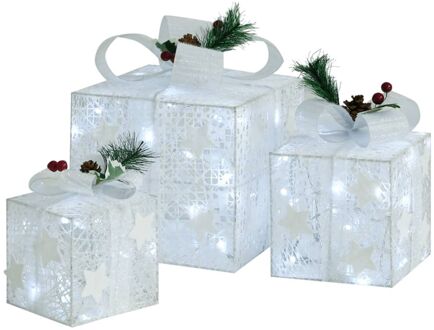 vidaXL Kerstdecoratie geschenkdozen 3 st binnen/buiten zilverkleurig