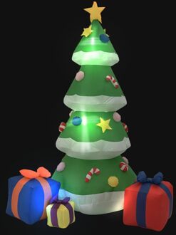 vidaXL Kerstdecoratie opblaasbaar kerstboom LED binnen/buiten 240 cm Multicolor