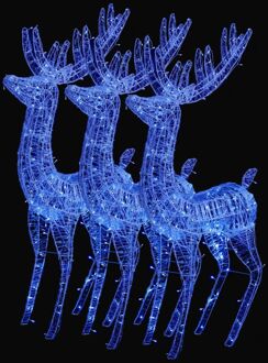 vidaXL Kerstdecoratie rendier XXL 3 st 250 LED's blauw 180 cm acryl