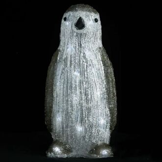 vidaXL Kerstfiguur pinguïn LED binnen en buiten 30 cm acryl Wit