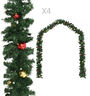 vidaXL Kerstslingers 4 st met kerstballen 270 cm PVC groen Multikleur