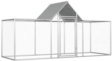 vidaXL Kippenren 3x1x1,5 m gegalvaniseerd staal Zilver