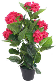 vidaXL Kunst hortensia plant met pot 60 cm rood