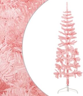 vidaXL Kunstkerstboom half met standaard smal 120 cm roze