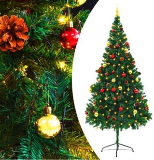 vidaXL Kunstkerstboom met kerstballen en LED's 210 cm groen