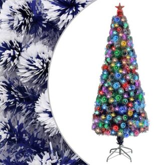 vidaXL Kunstkerstboom Met Led 240 Cm Glasvezel Wit En Blauw