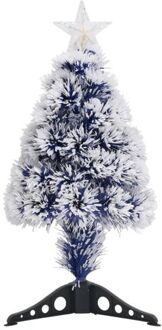 vidaXL Kunstkerstboom met LED 64 cm glasvezel wit en blauw