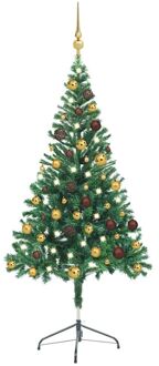 vidaXL Kunstkerstboom met LED's en kerstballen 380 takken 150 cm Goud