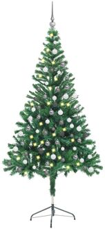 vidaXL Kunstkerstboom met LED's en kerstballen 380 takken 150 cm Grijs