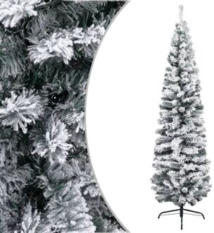 vidaXL Kunstkerstboom met sneeuw smal 180 cm PVC groen