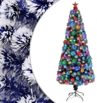 vidaXL Kunstkerstboom met verlichting 180 cm glasvezel wit en blauw