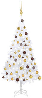 vidaXL Kunstkerstboom met verlichting en kerstballen 120 cm PVC wit