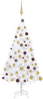 vidaXL Kunstkerstboom met verlichting en kerstballen 120 cm PVC wit