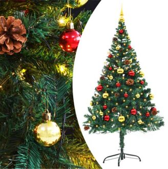 vidaXL Kunstkerstboom met verlichting en kerstballen 150 cm groen