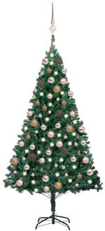 vidaXL Kunstkerstboom met verlichting en kerstballen 150 cm PVC groen