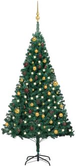 vidaXL Kunstkerstboom met verlichting en kerstballen 180 cm PVC groen