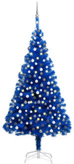 vidaXL Kunstkerstboom met verlichting en kerstballen 240 cm PVC blauw